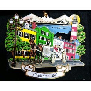 Charleston SC Rainbow Row Ravenel Bridge Ornament Nations Treasures Chri…